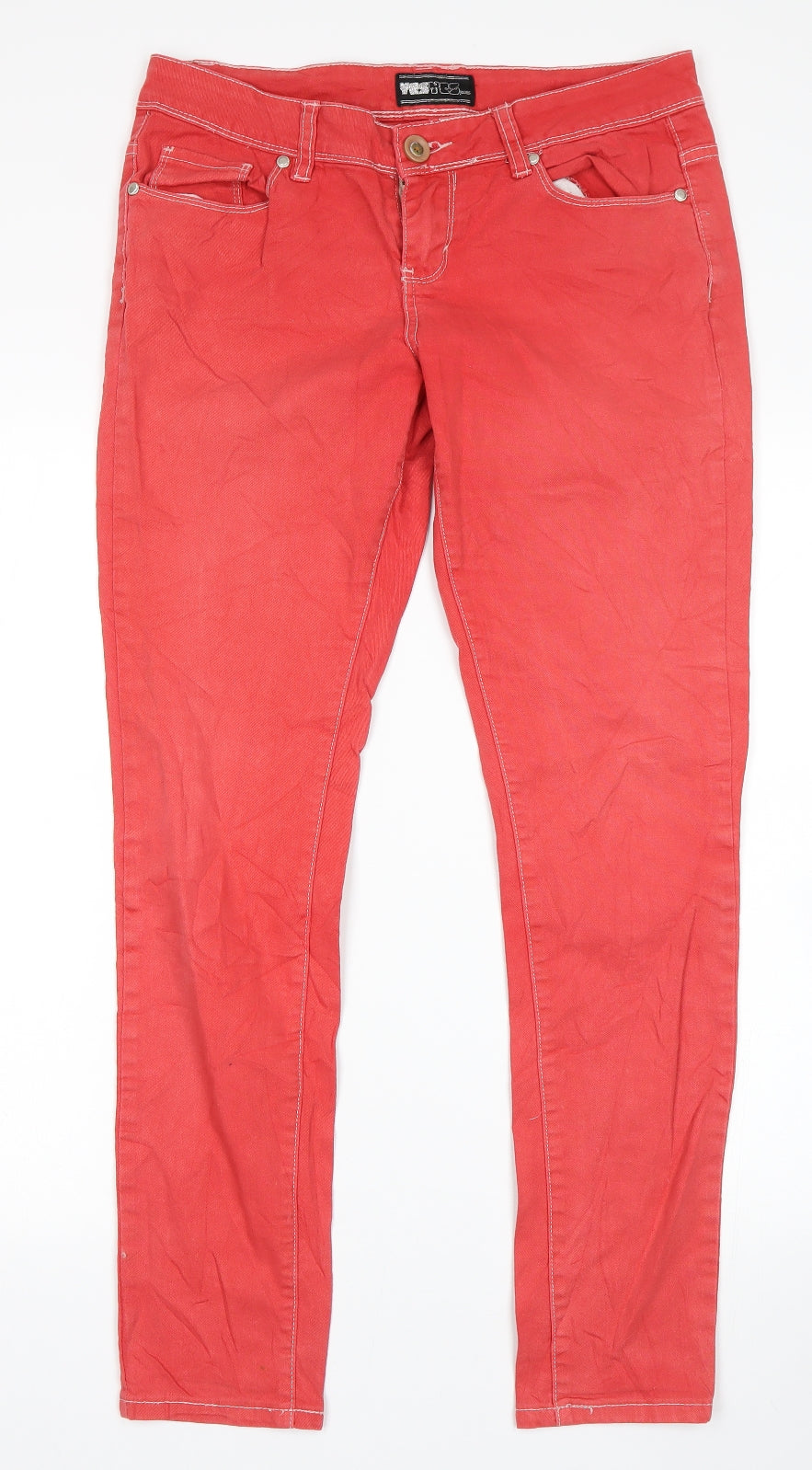 YesYes Womens Red   Skinny Jeans Size 24 L28 in