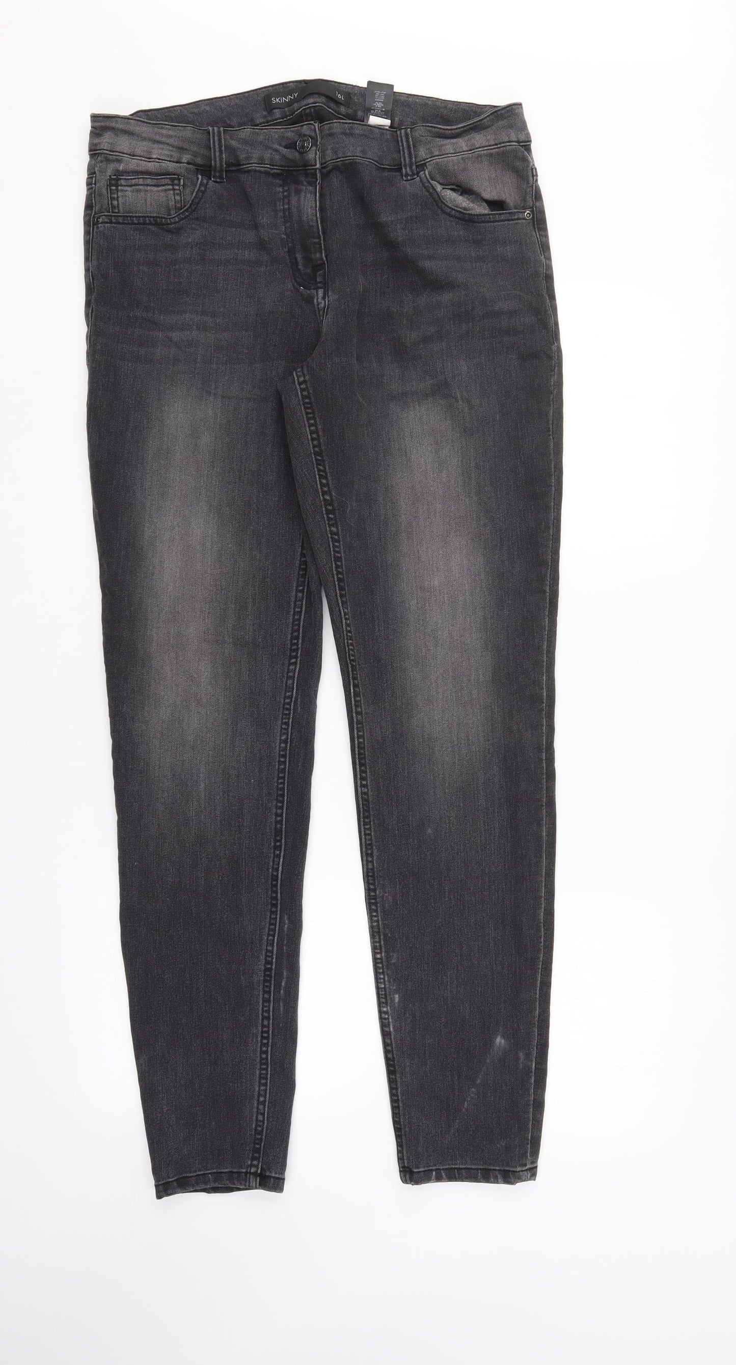 NEXT Womens Black  Denim Tapered Jeans Size 16 L32 in