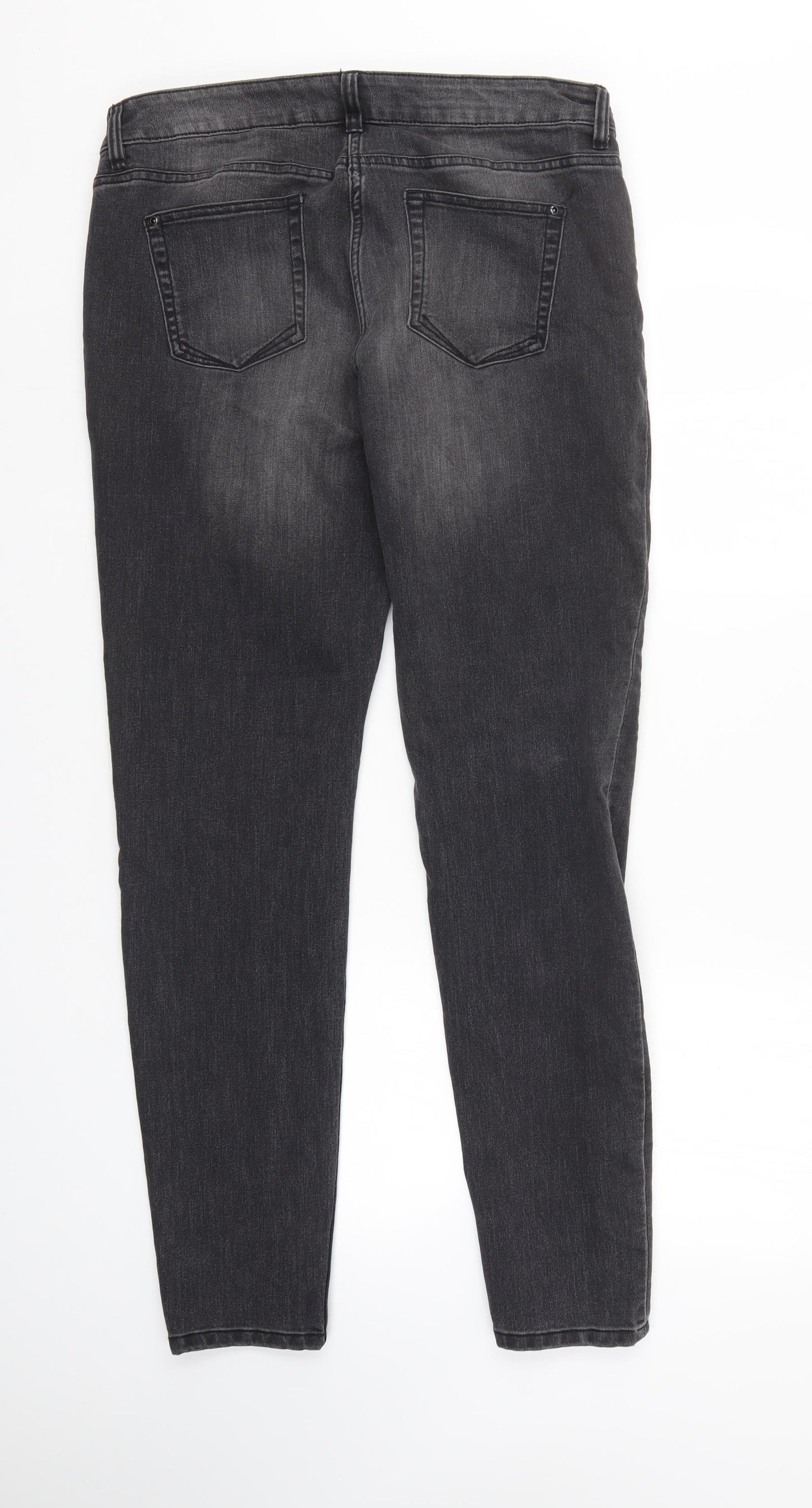 NEXT Womens Black  Denim Tapered Jeans Size 16 L32 in