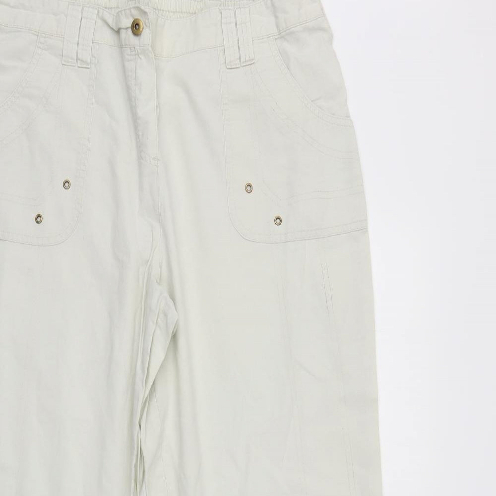 BHS Womens Ivory   Cargo Trousers Size 16 L29 in