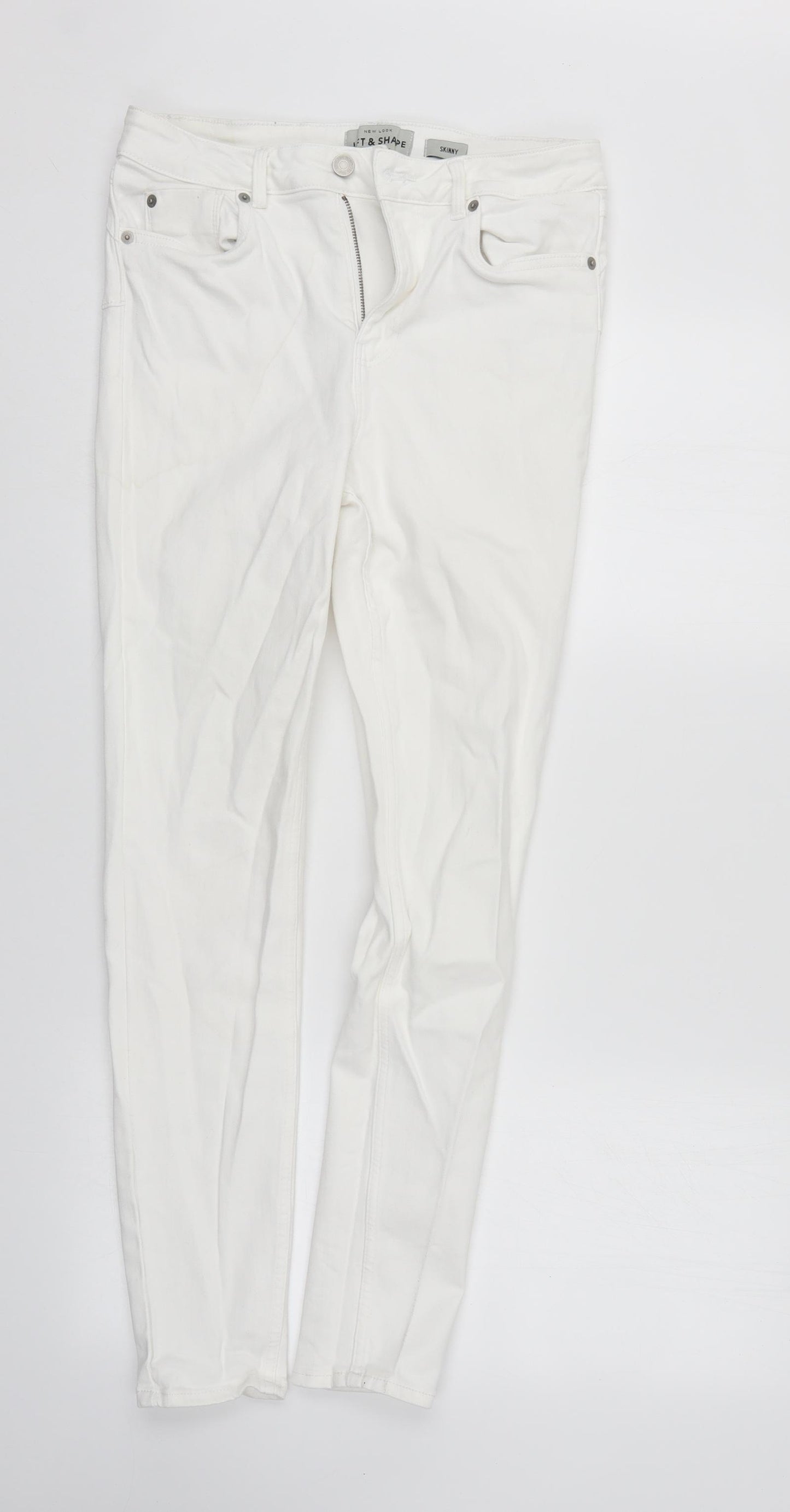 New Look Womens White  Denim Skinny Jeans Size 12 L29 in