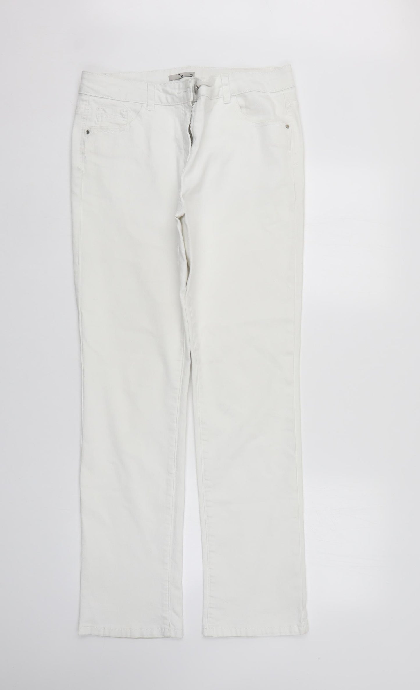 TU Womens White  Denim Straight Jeans Size 14 L32 in