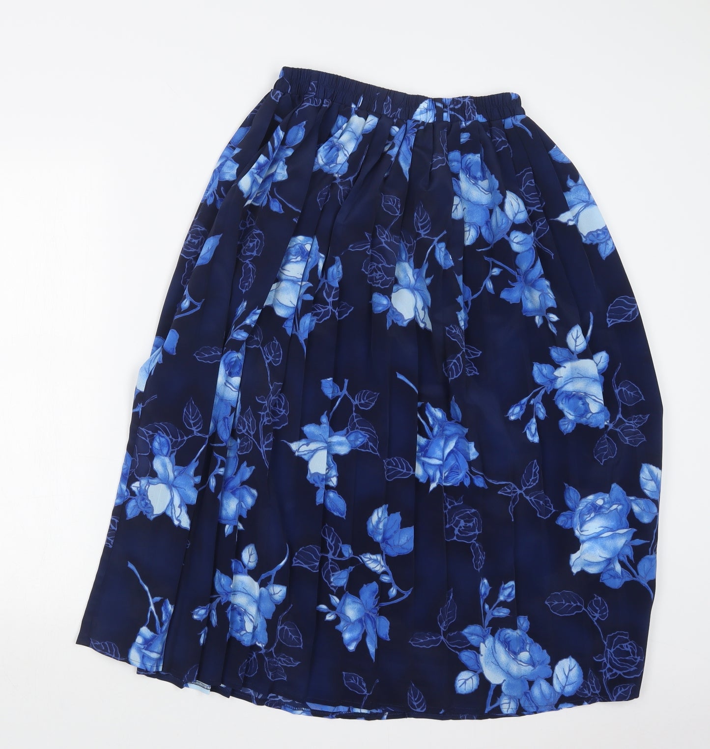 Roberto Celli Womens Blue Floral  Pleated Skirt Size 14