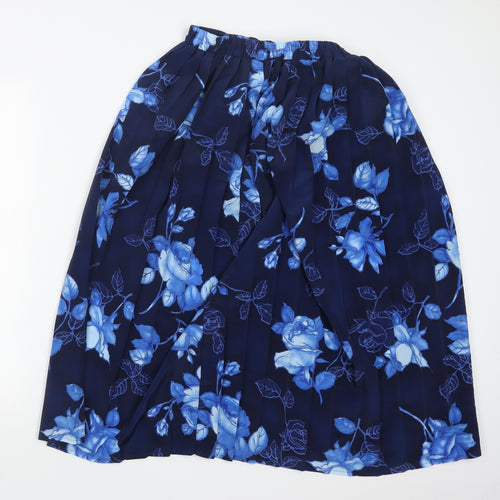 Roberto Celli Womens Blue Floral  Pleated Skirt Size 14