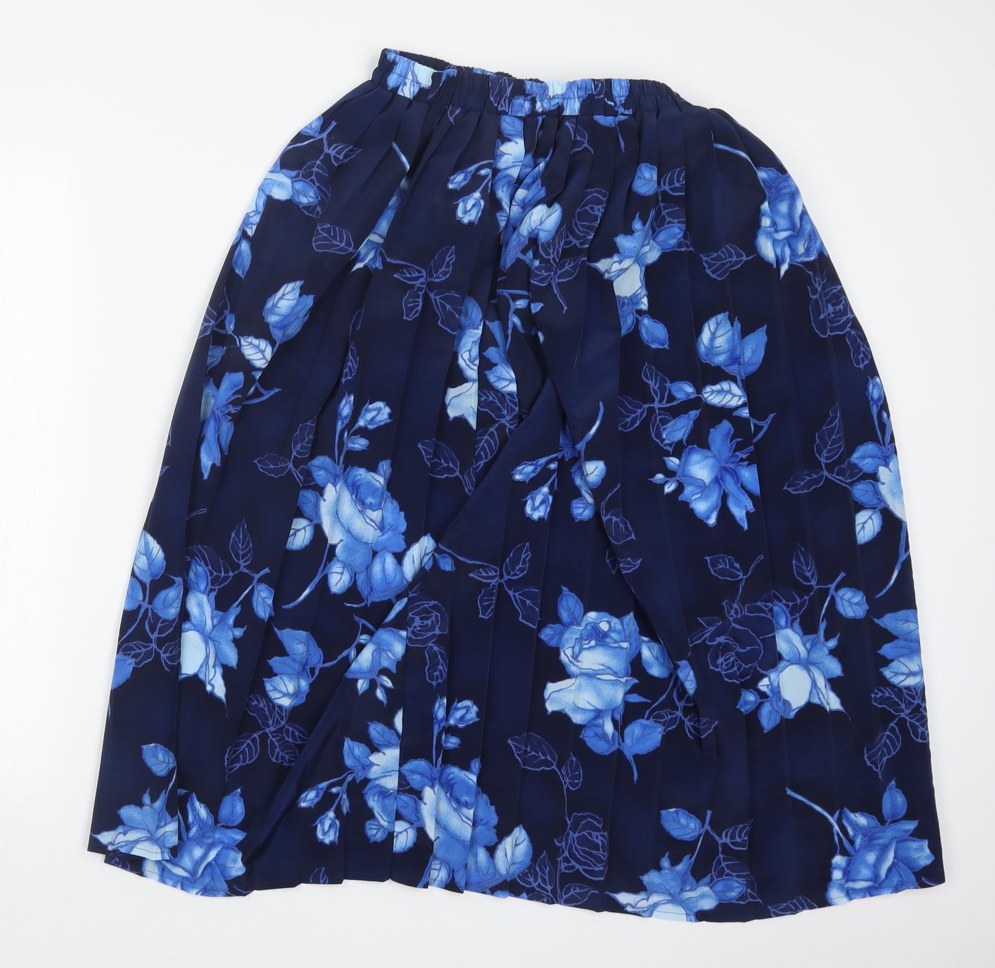 Roberto Celli Womens Blue Floral  Pleated Skirt Size 14