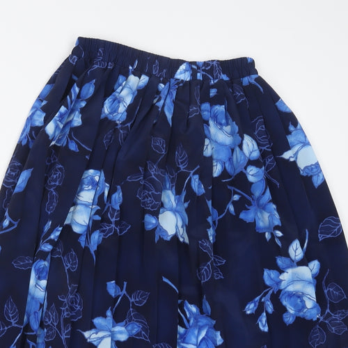 Roberto Celli Womens Blue Floral  Pleated Skirt Size 14