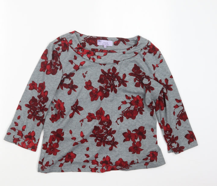 EWM Womens Grey Floral Pullover Jumper Size 12