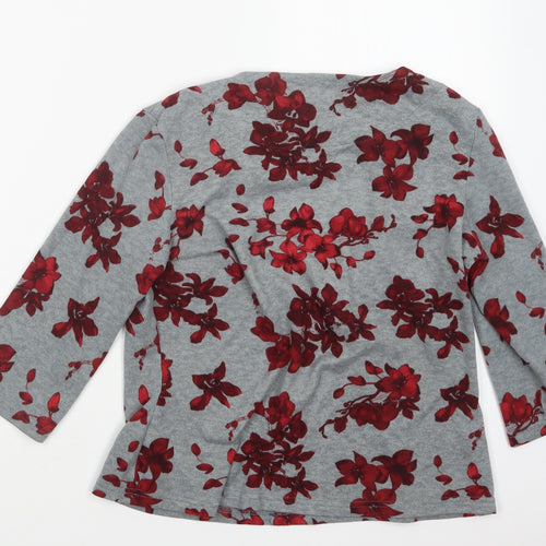 EWM Womens Grey Floral  Pullover Jumper Size 12