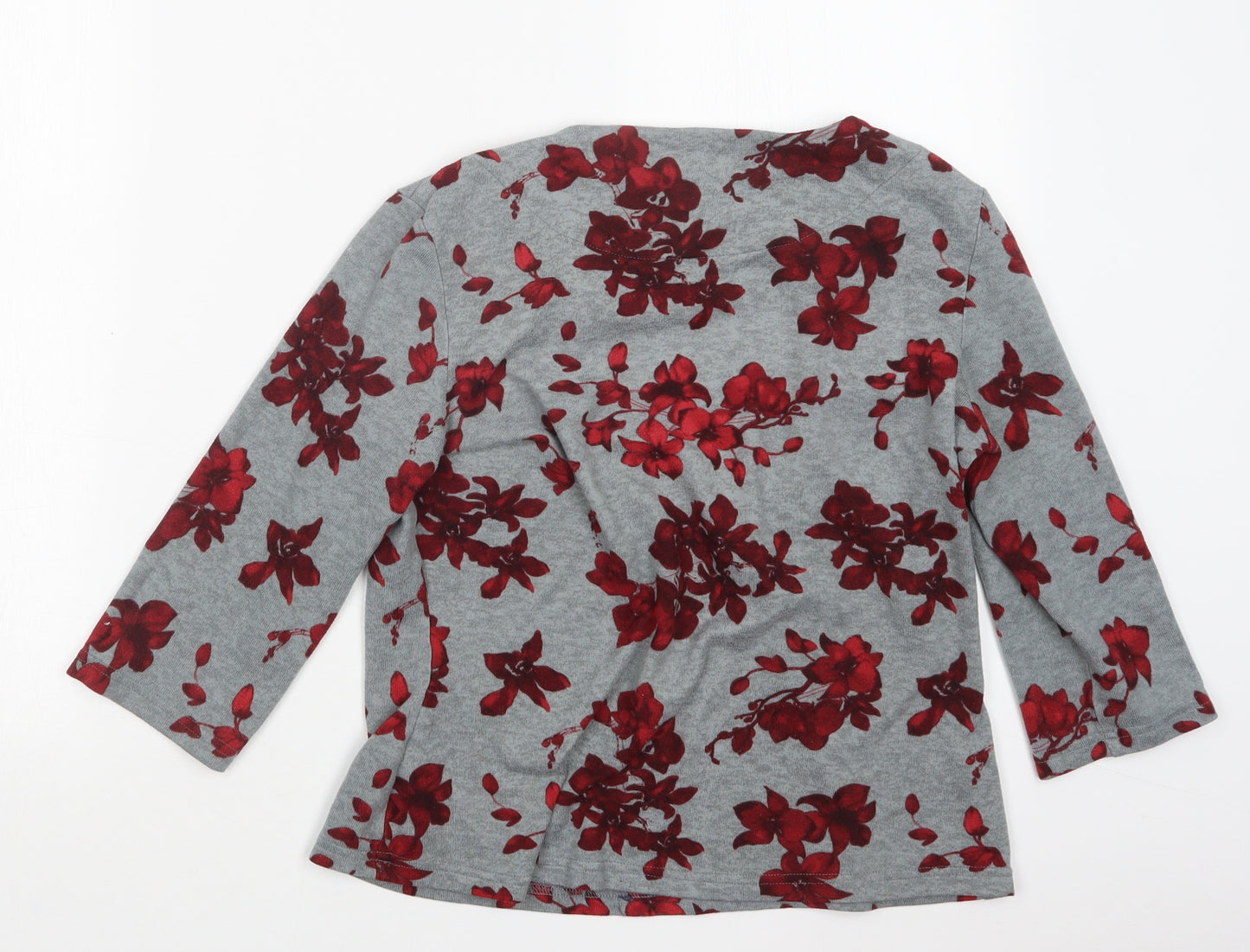 EWM Womens Grey Floral  Pullover Jumper Size 12