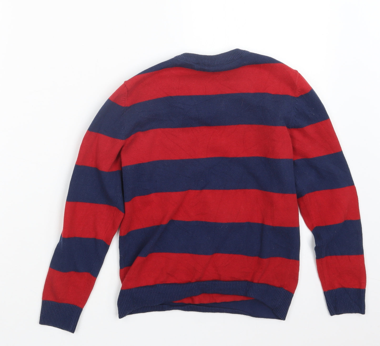 H&M Boys Red Striped Knit Pullover Jumper Size 7-8 Years