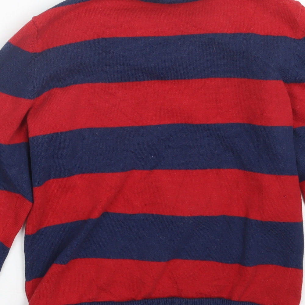 H&M Boys Red Striped Knit Pullover Jumper Size 7-8 Years