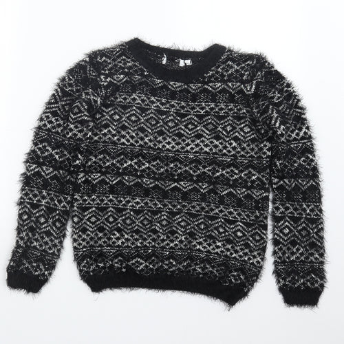 C&A Womens Black Geometric  Pullover Jumper Size XS