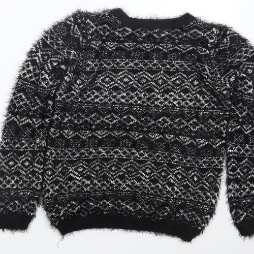 C&A Womens Black Geometric  Pullover Jumper Size XS