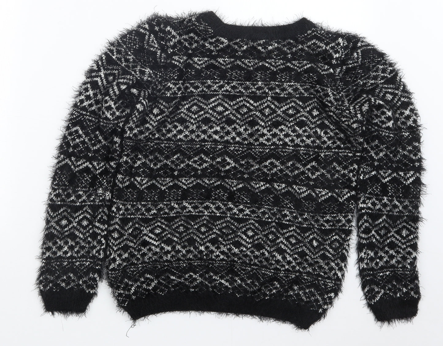C&A Womens Black Geometric  Pullover Jumper Size XS