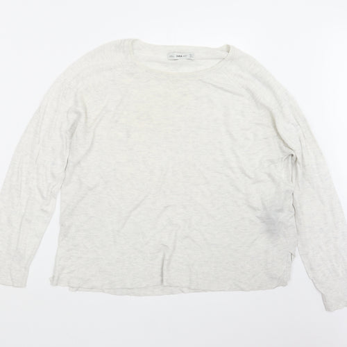 Zara Knit Womens White  Knit Pullover Jumper Size L