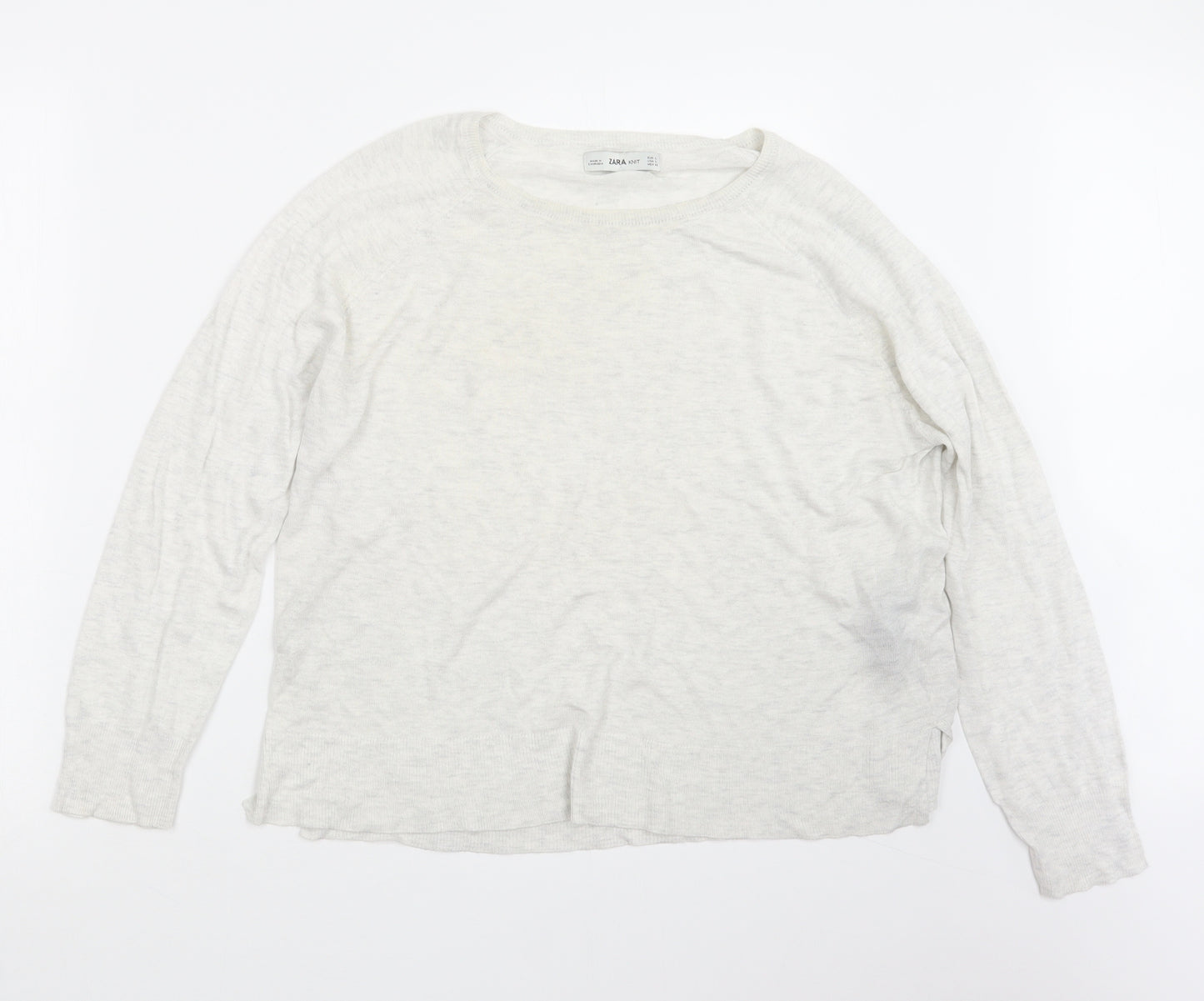 Zara Knit Womens White  Knit Pullover Jumper Size L