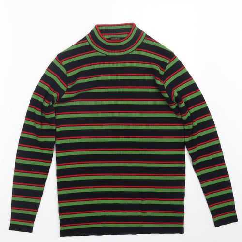 Classic Sports Womens Green Striped Knit Pullover Jumper Size 12