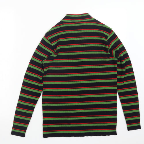 Classic Sports Womens Green Striped Knit Pullover Jumper Size 12