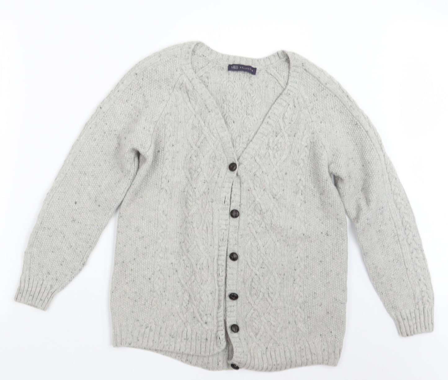 Marks and Spencer Womens Grey  Knit Cardigan Jumper Size 12