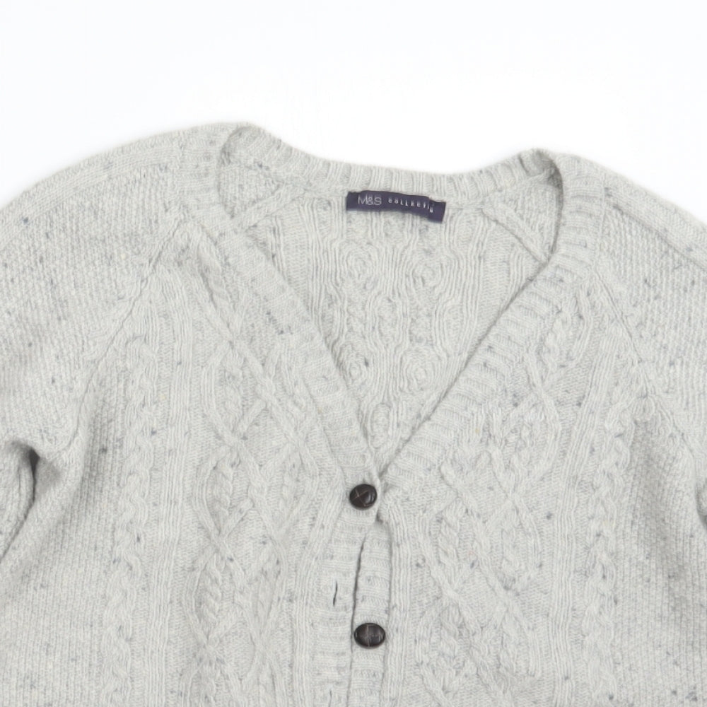 Marks and Spencer Womens Grey  Knit Cardigan Jumper Size 12