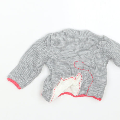 F&F Girls Grey  Knit Pullover Jumper Size 0-3 Months