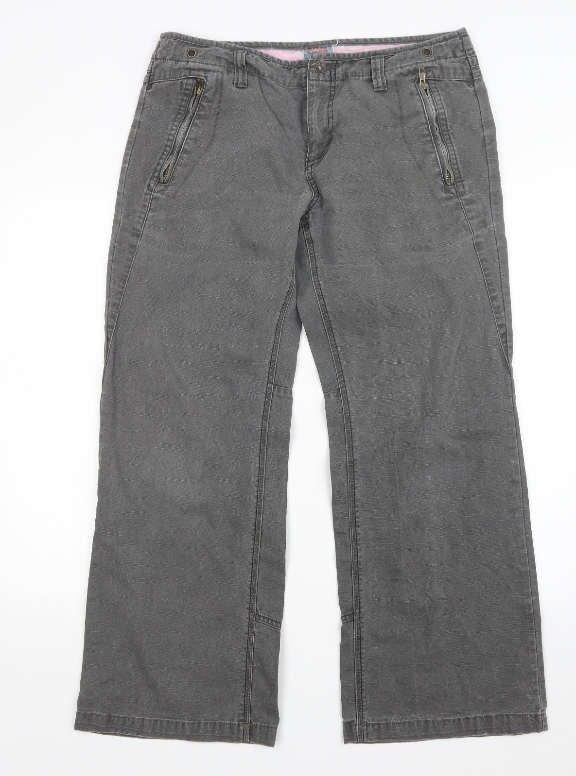 Fat Face Womens Grey  Denim Straight Jeans Size 14 L28.5 in