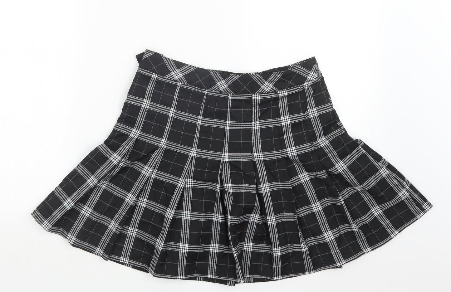 Divided by H&M Womens Black Check  Pleated Skirt Size 10