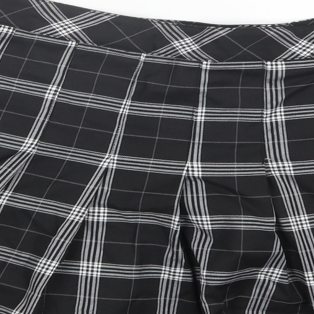 Divided by H&M Womens Black Check  Pleated Skirt Size 10