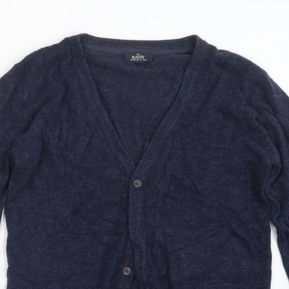 Easy Mens Blue  Knit Cardigan Jumper Size S