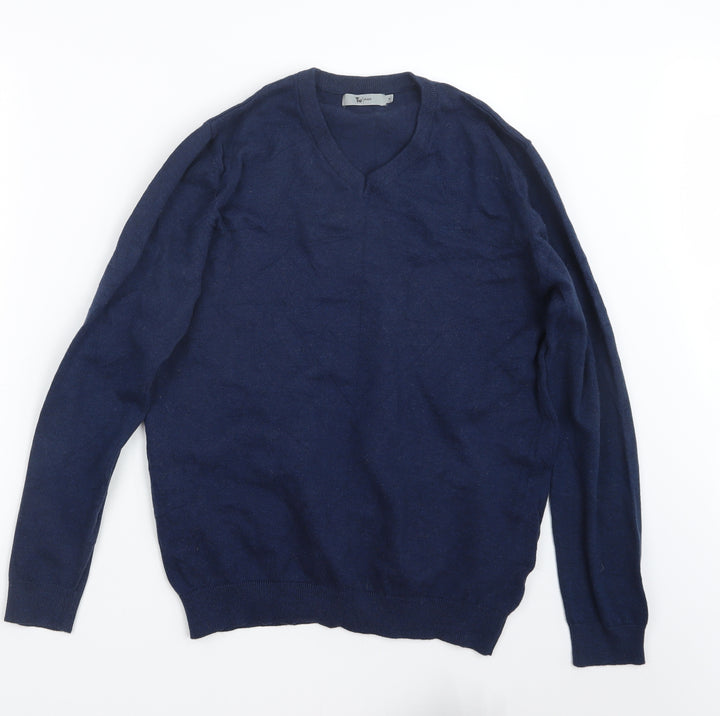 TU Mens Blue Knit Pullover Jumper Size M