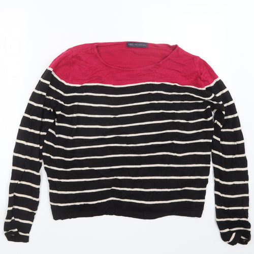 Marks and Spencer Womens Black Striped Knit Pullover Jumper Size 14