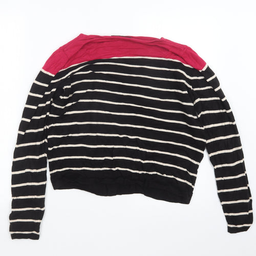 Marks and Spencer Womens Black Striped Knit Pullover Jumper Size 14