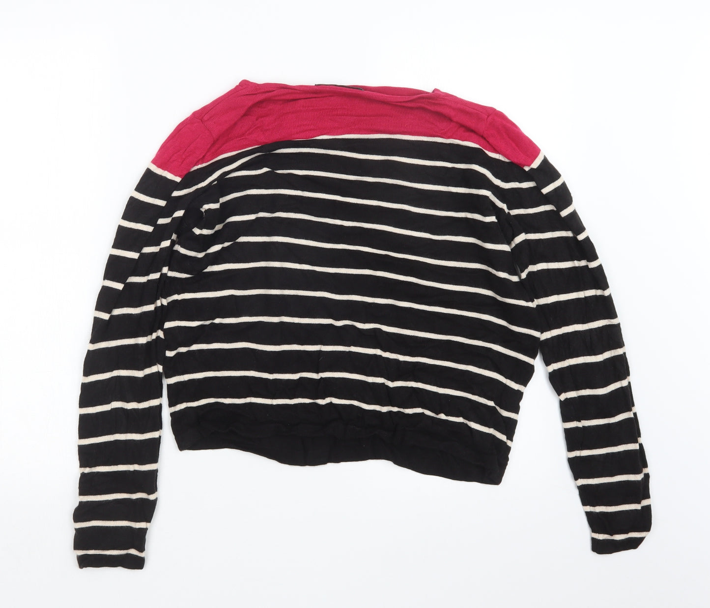 Marks and Spencer Womens Black Striped Knit Pullover Jumper Size 14