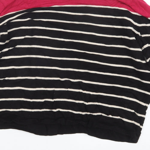 Marks and Spencer Womens Black Striped Knit Pullover Jumper Size 14