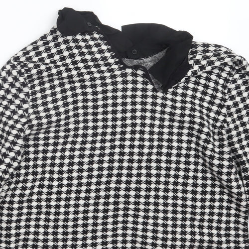 Oasis Womens Black Houndstooth Knit Pullover Jumper Size L