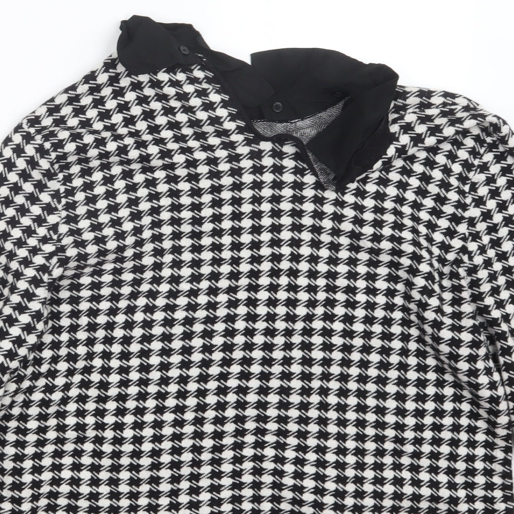 Oasis Womens Black Houndstooth Knit Pullover Jumper Size L