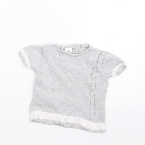 Preworn Girls Grey  Knit Pullover Jumper Size 12-18 Months