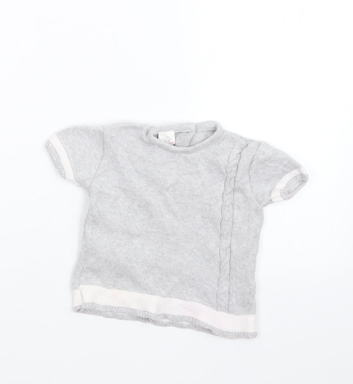 Preworn Girls Grey Knit Pullover Jumper Size 12-18 Months