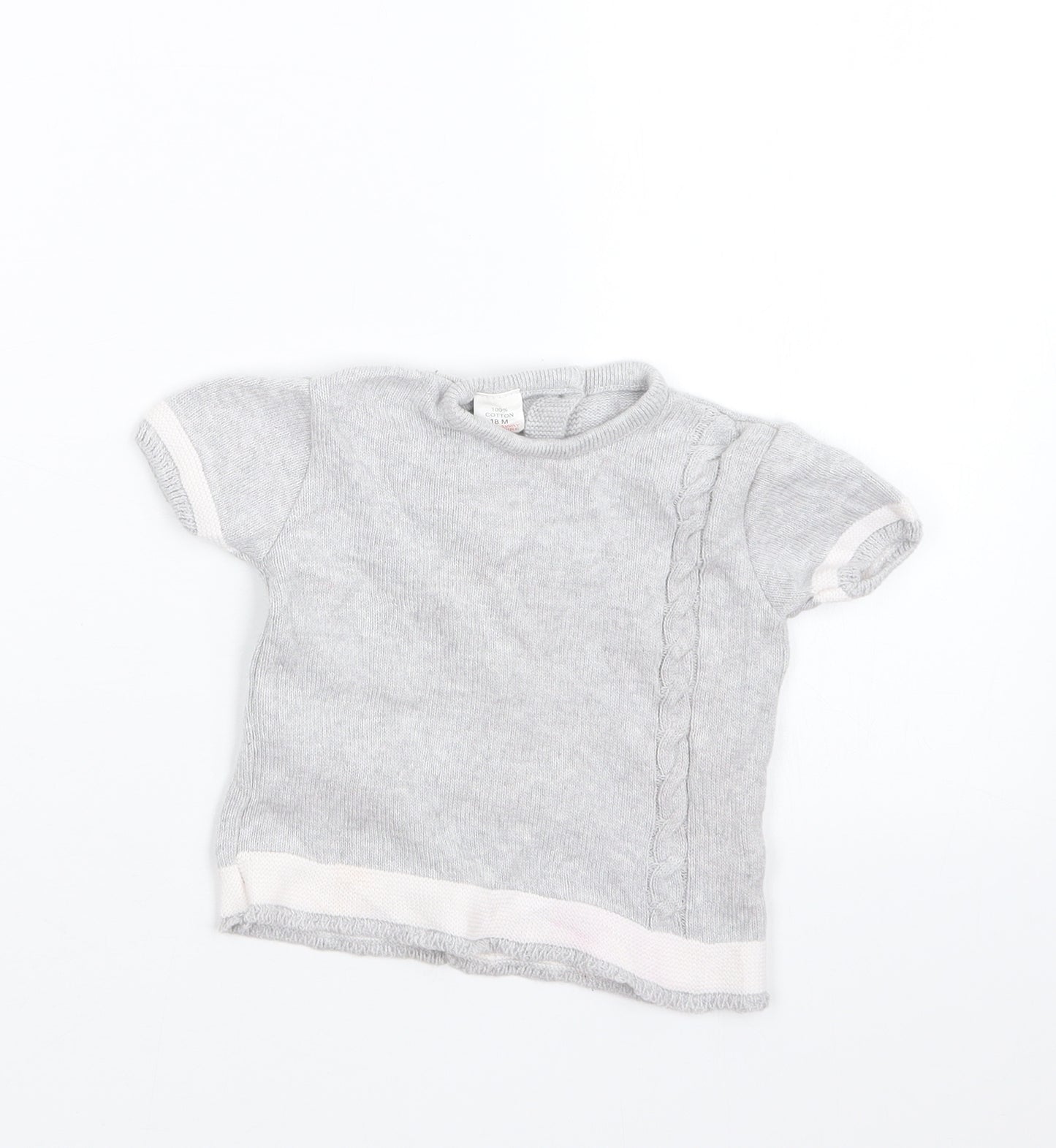 Preworn Girls Grey  Knit Pullover Jumper Size 12-18 Months