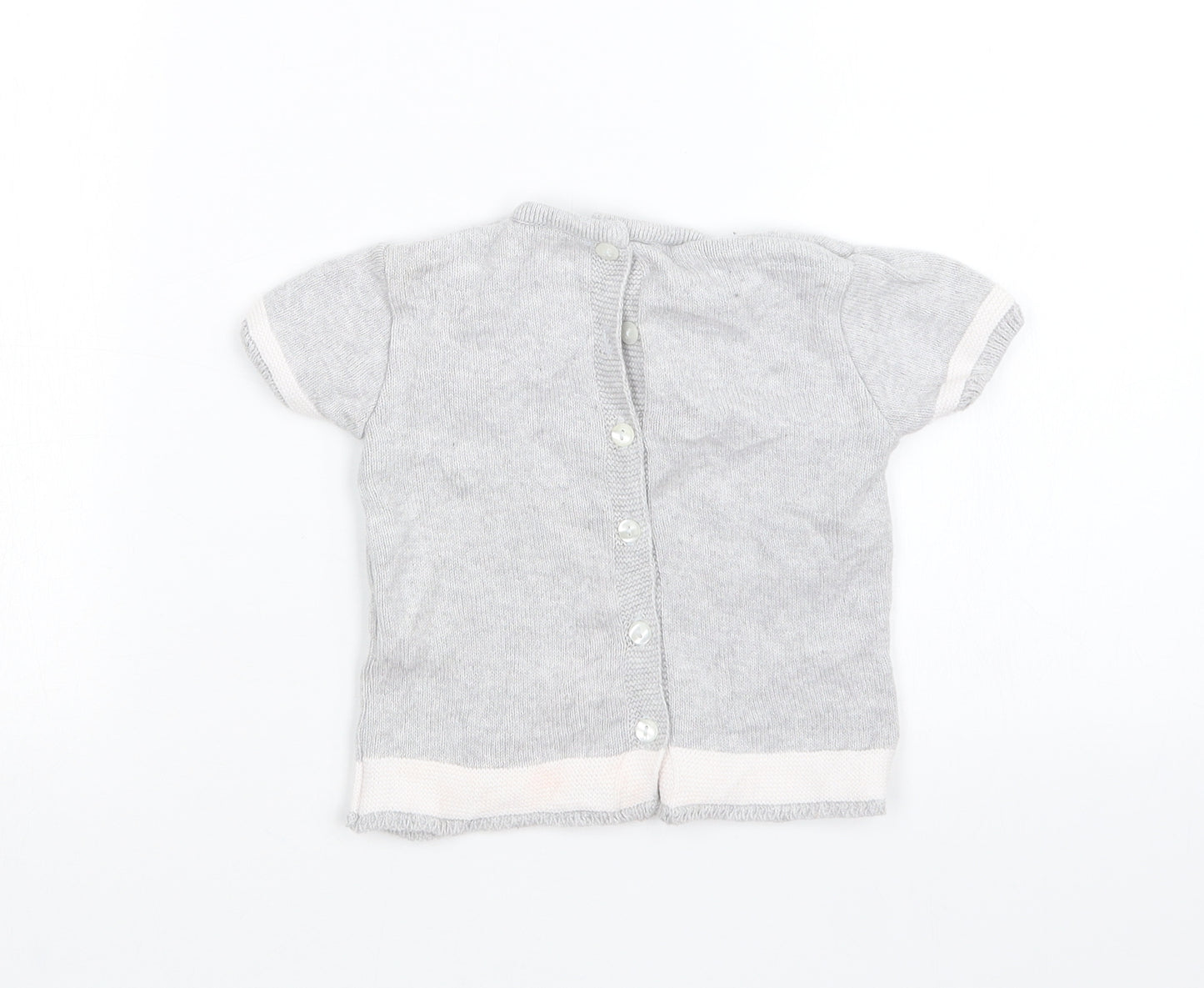 Preworn Girls Grey  Knit Pullover Jumper Size 12-18 Months