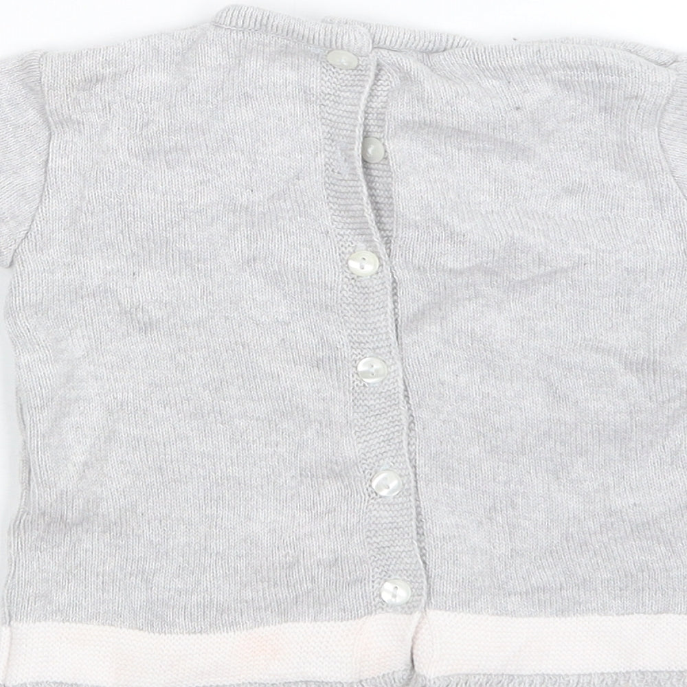 Preworn Girls Grey  Knit Pullover Jumper Size 12-18 Months