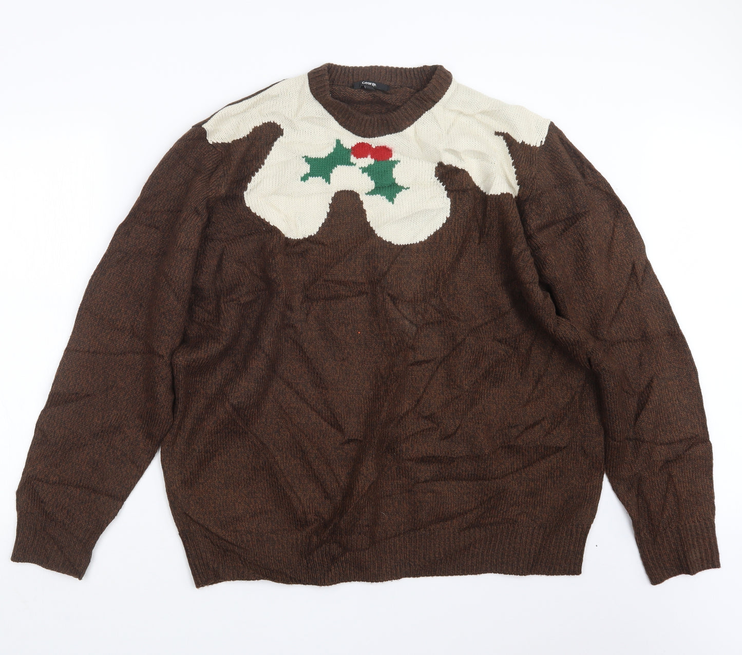George Mens Brown  Knit Pullover Jumper Size 2XL  - Christmas