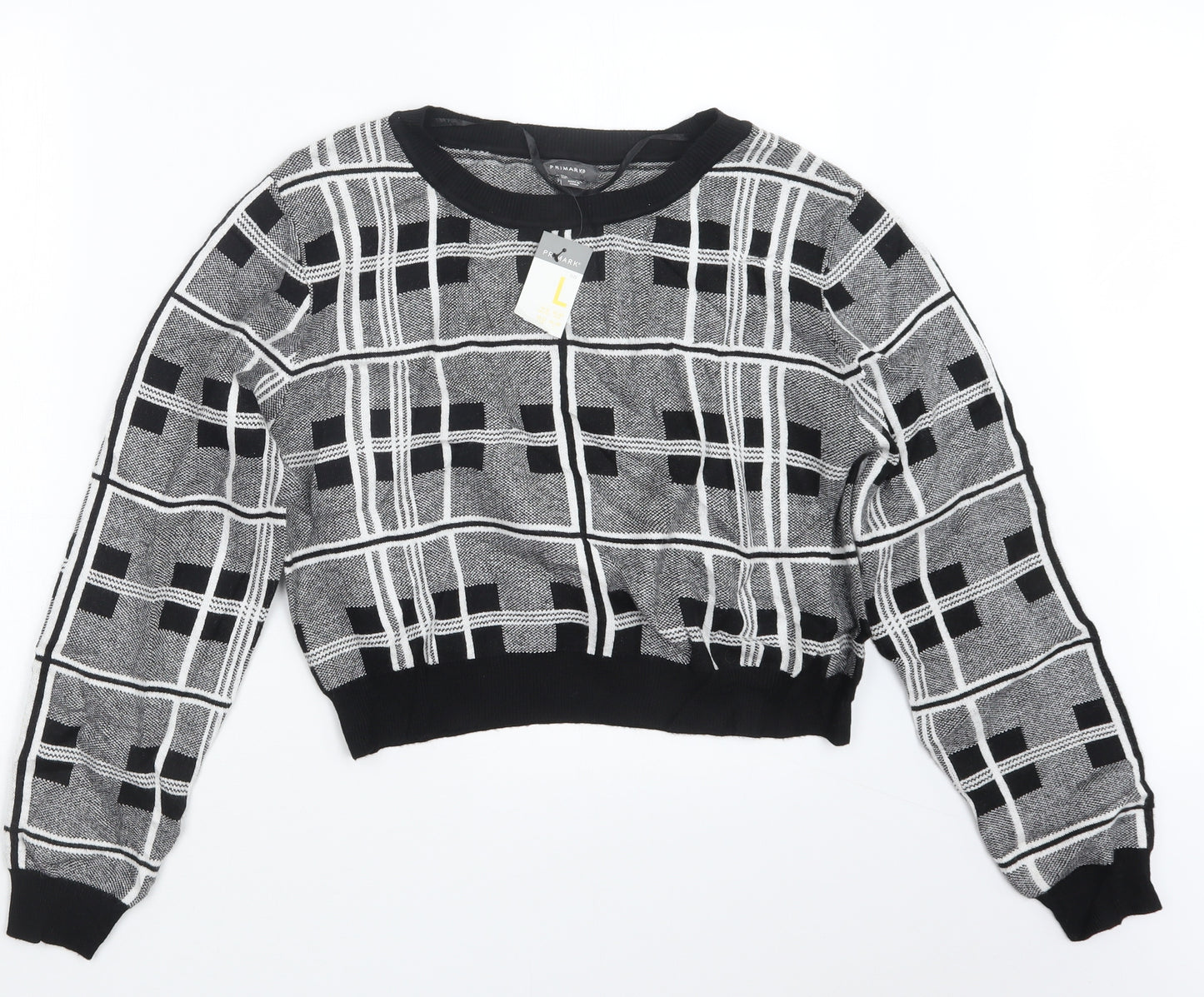 Primark Womens Grey Check  Pullover Jumper Size 14