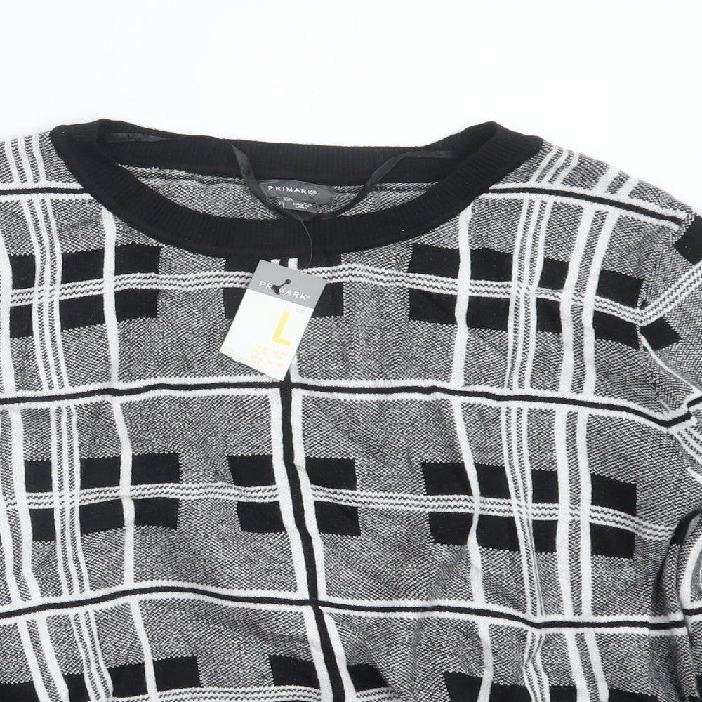 Primark Womens Grey Check  Pullover Jumper Size 14