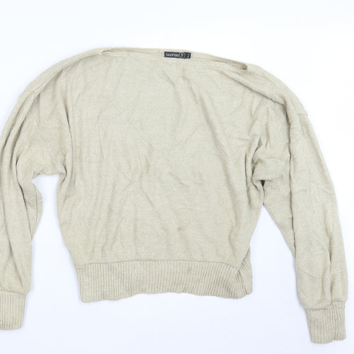 Boohoo Womens Beige  Knit Pullover Jumper Size M