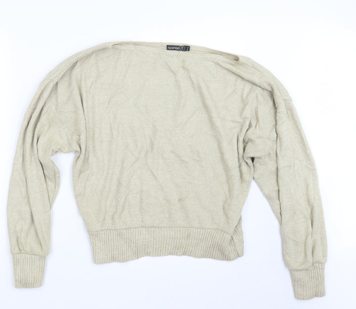 Boohoo Womens Beige  Knit Pullover Jumper Size M