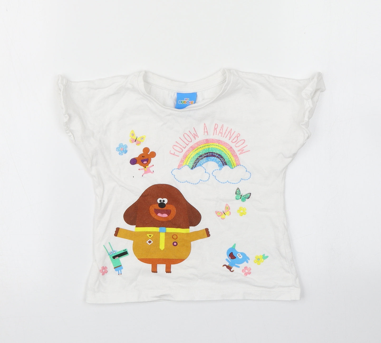 TU Girls White   Basic T-Shirt Size 2-3 Years  - Hey Duggee
