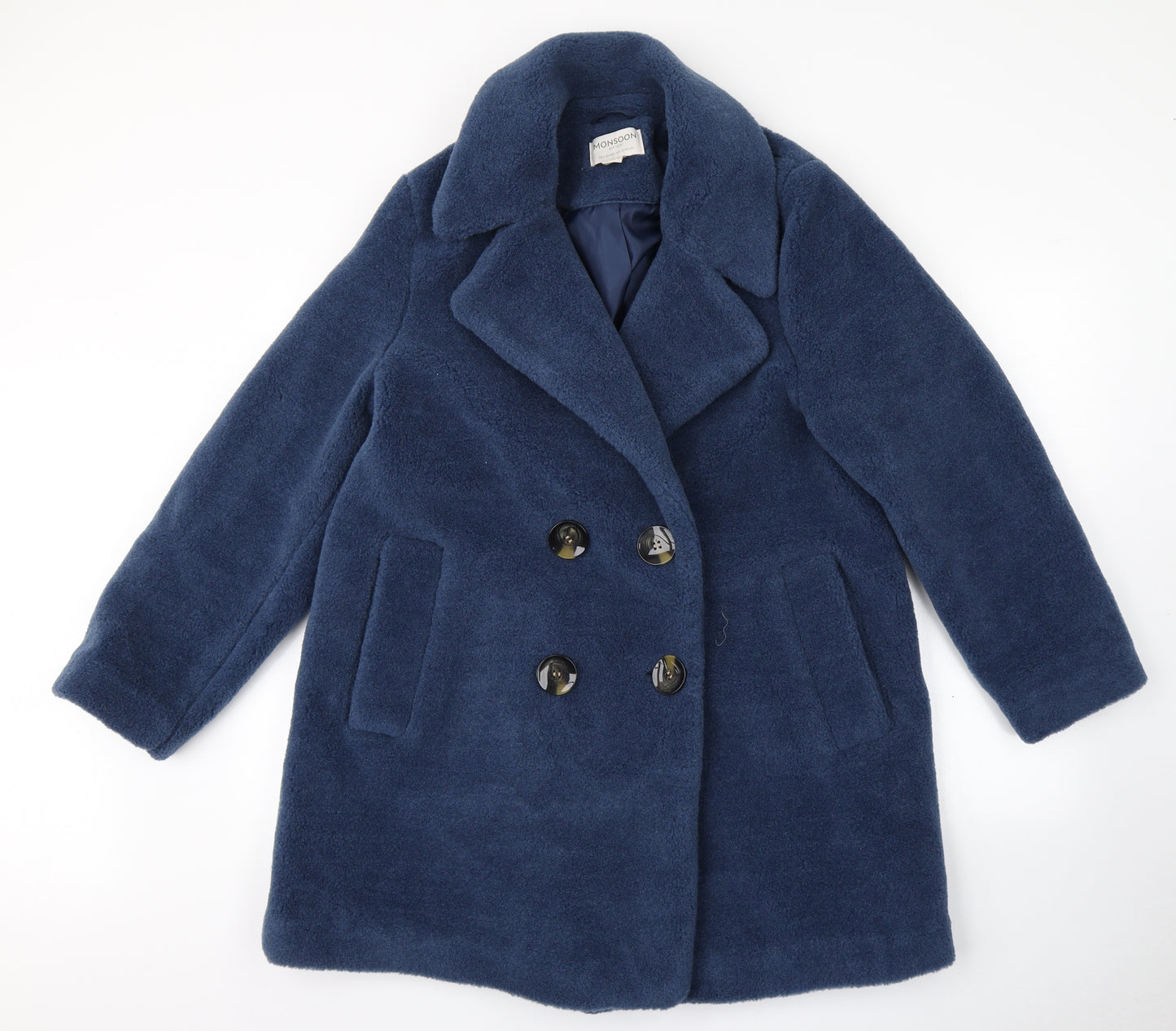 Monsoon Womens Blue   Overcoat Coat Size 16