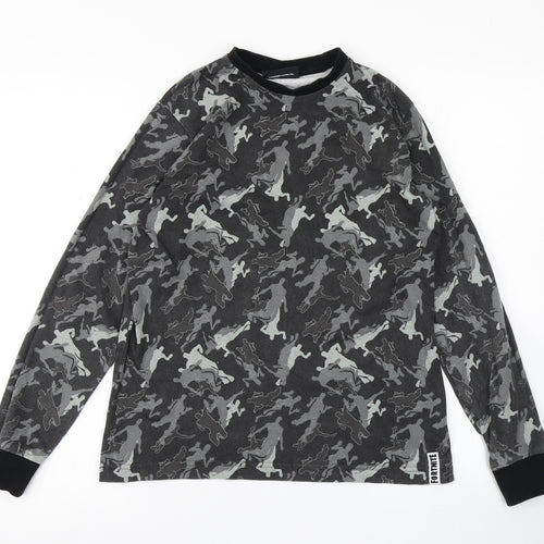 Matalan Boys Grey Camouflage  Basic T-Shirt Size L  - Fortnite
