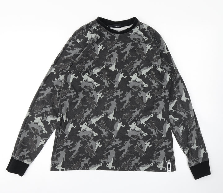 Matalan Boys Grey Camouflage Basic T-Shirt Size L - Fortnite